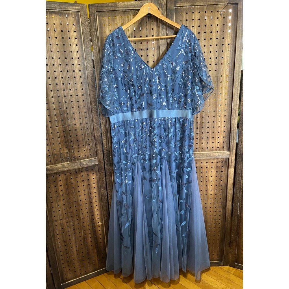 Pinup Fashion Haze Blue-Gray Formal Dress Size 20 Plus Wedding Prom HOCO NWT